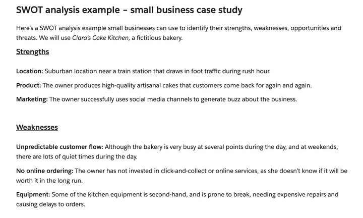 01 SWOT Analysis Example Small Business